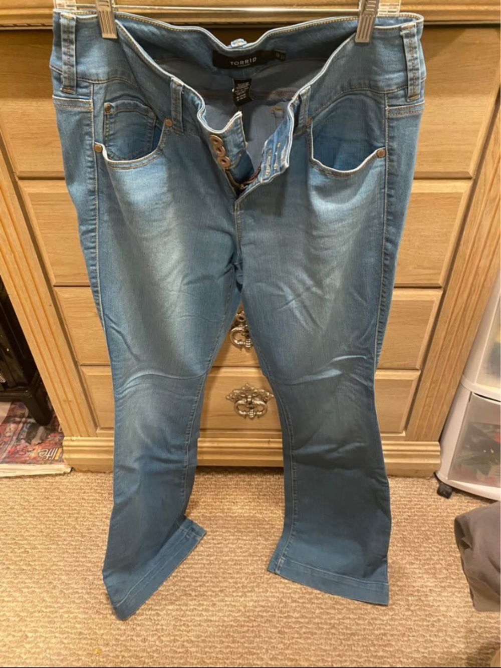 torrid Denim Jeans in Light Blue with Yellow Stitching
